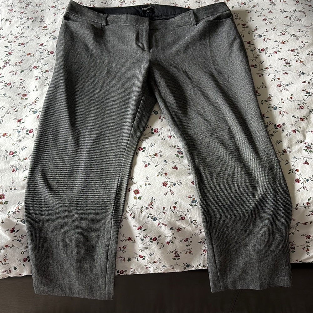 Express Columnist Heather Gray Dress Pants Flat Front Straight Cut